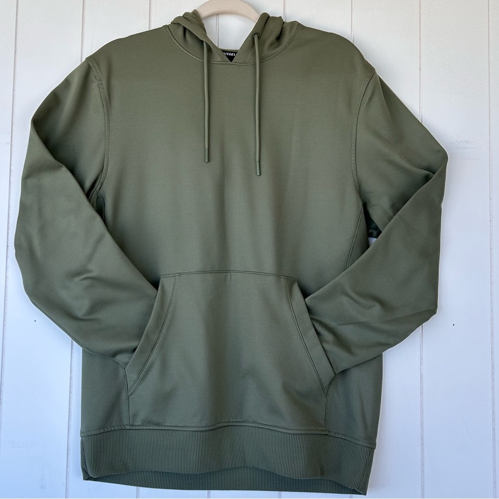 Russell Brand Men’s Active Fleece Pullover Hoodie Olive Size Medium (38-40)